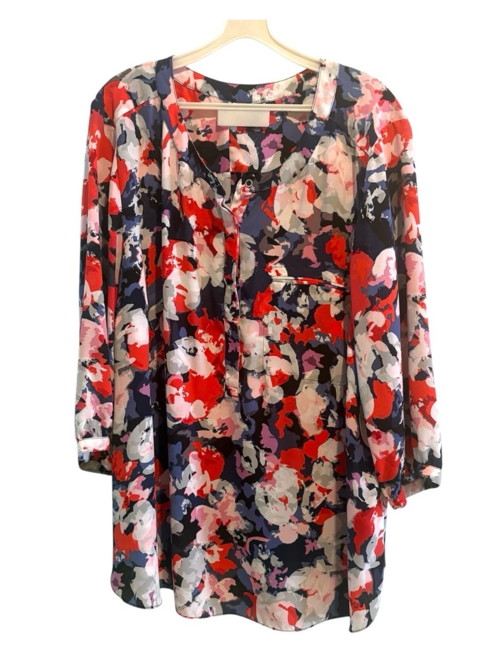 NYDJ Abstract Floral Blouse Tunic Plus Size 2X Artsy Watercolor Boho Romantic